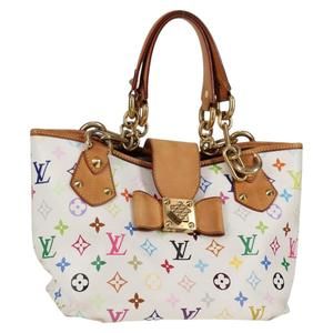LOUIS VUITTON Monogram Multicolor Annie MM Tote Bag White M40307 LV Auth BD2040